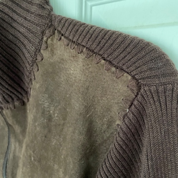 Brown zip suede sweater jacket - Size L - Picture 2 of 6